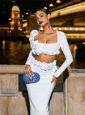 White Bandage Two-Piece Party Dress