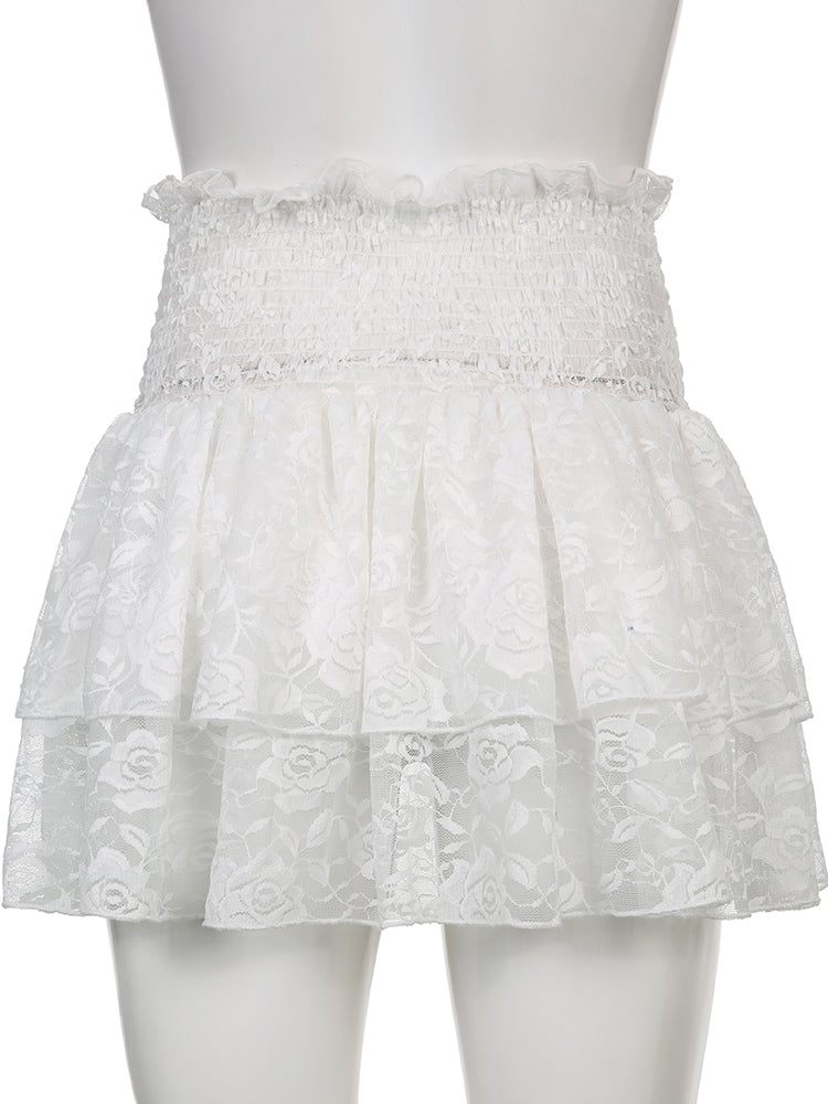 Ruched Pleated Denim Mini Skort