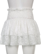 Ruched Pleated Denim Mini Skort