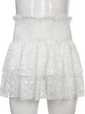 Ruched Pleated Denim Mini Skort