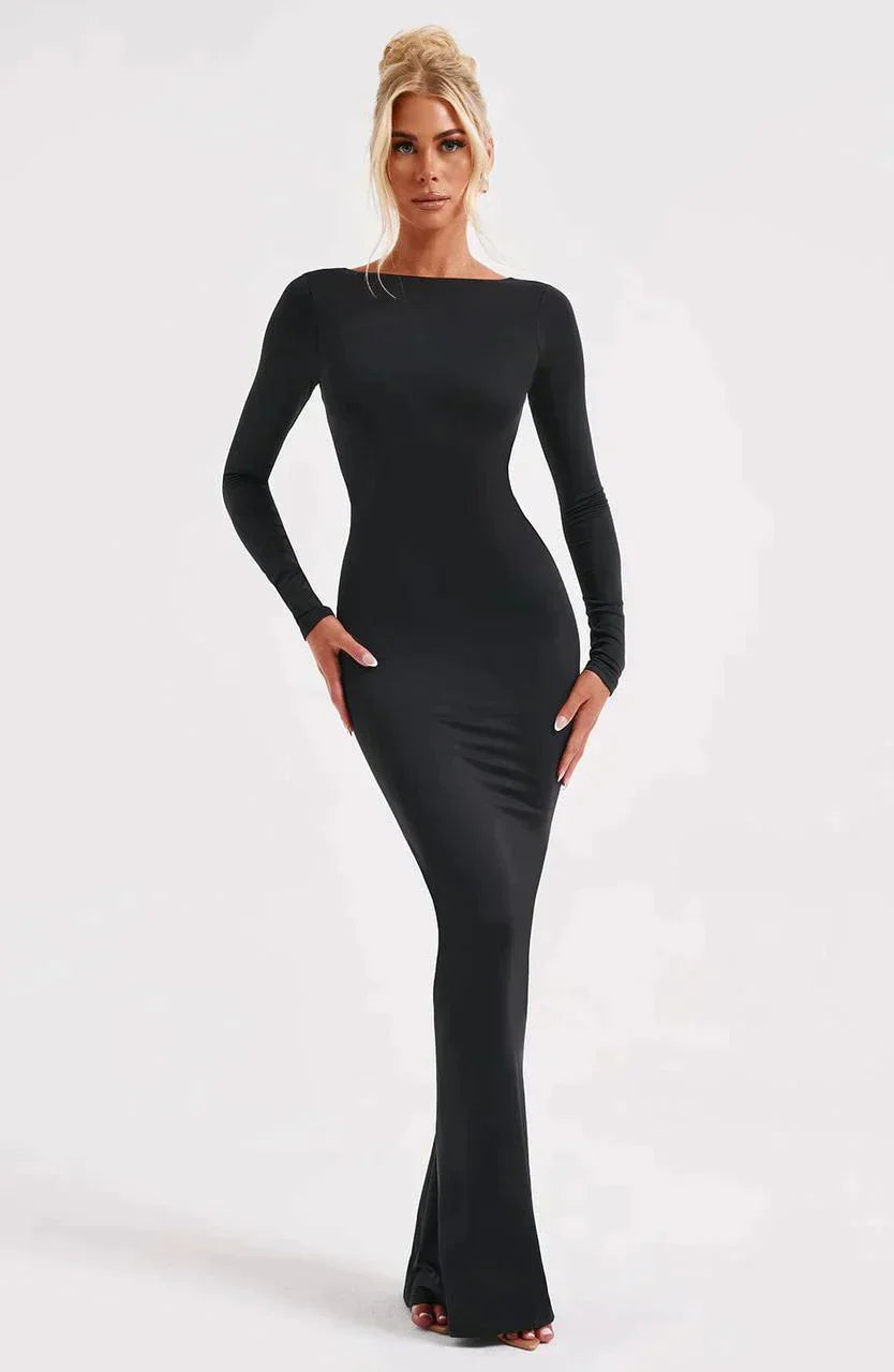 Poppy | Maxi Dress with Deep V-Neckline Black