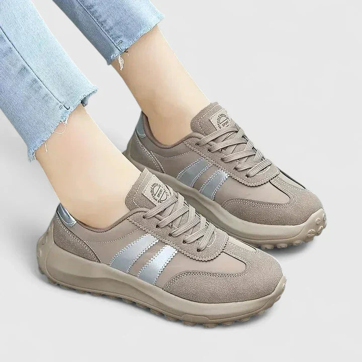 Lace Up Side Stripe Suede Look Chunky Sole Sneakers