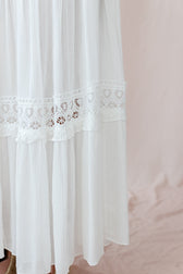 Lace Trim Deep V-Neck Tiered A-Line Maxi Dress 4
