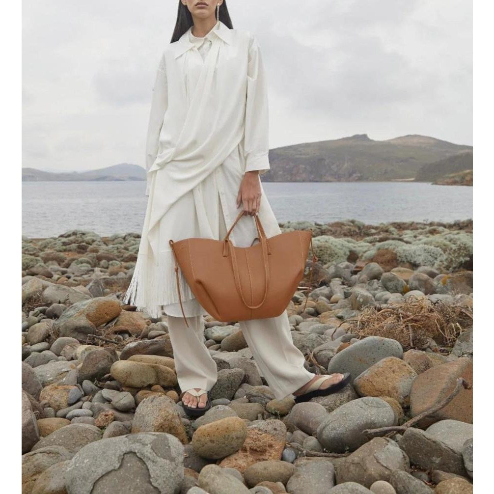 Winged Slouch Faux Leather Tote Bag
