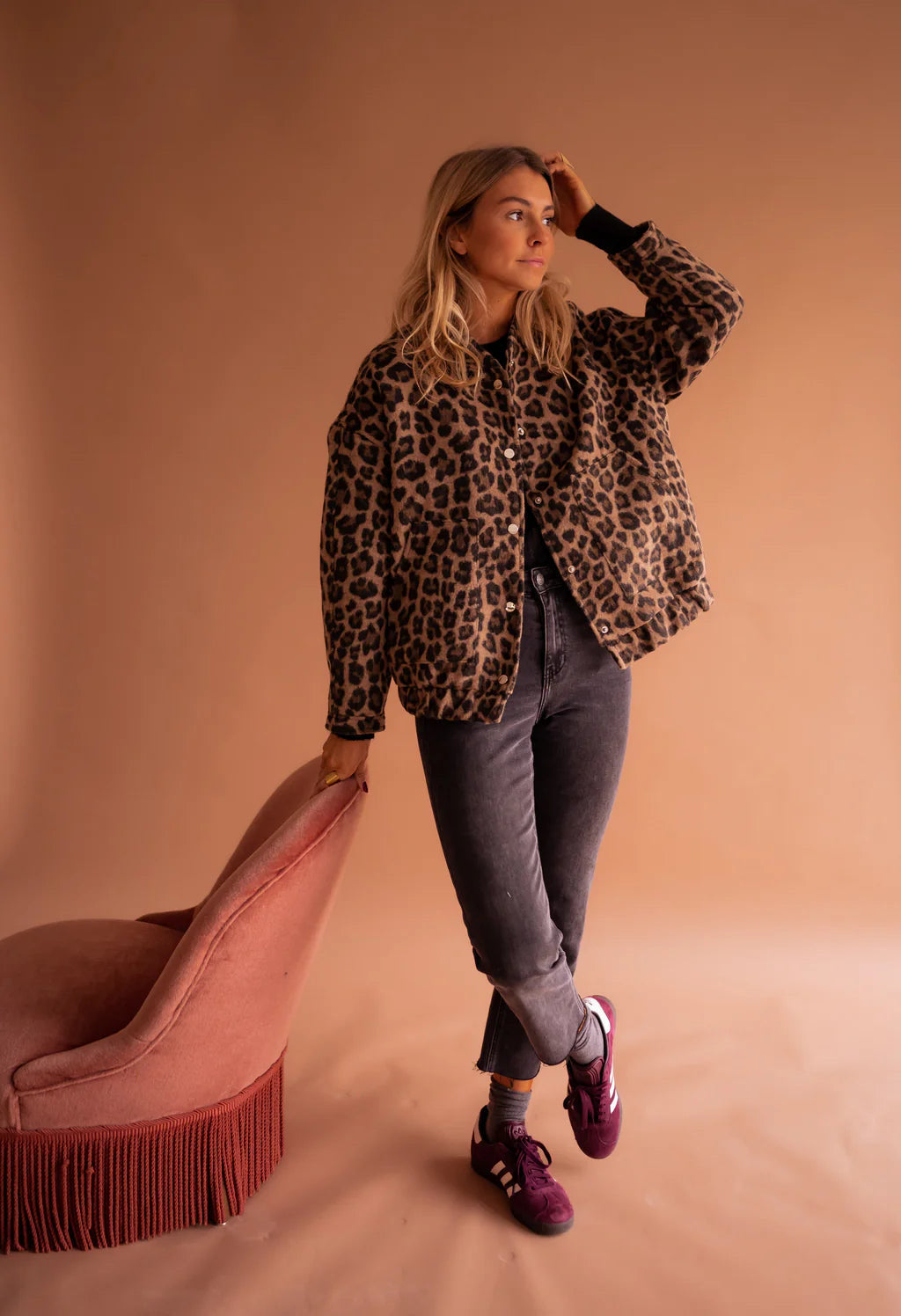 Leopard Print Button Front Cropped Shacket Jacket