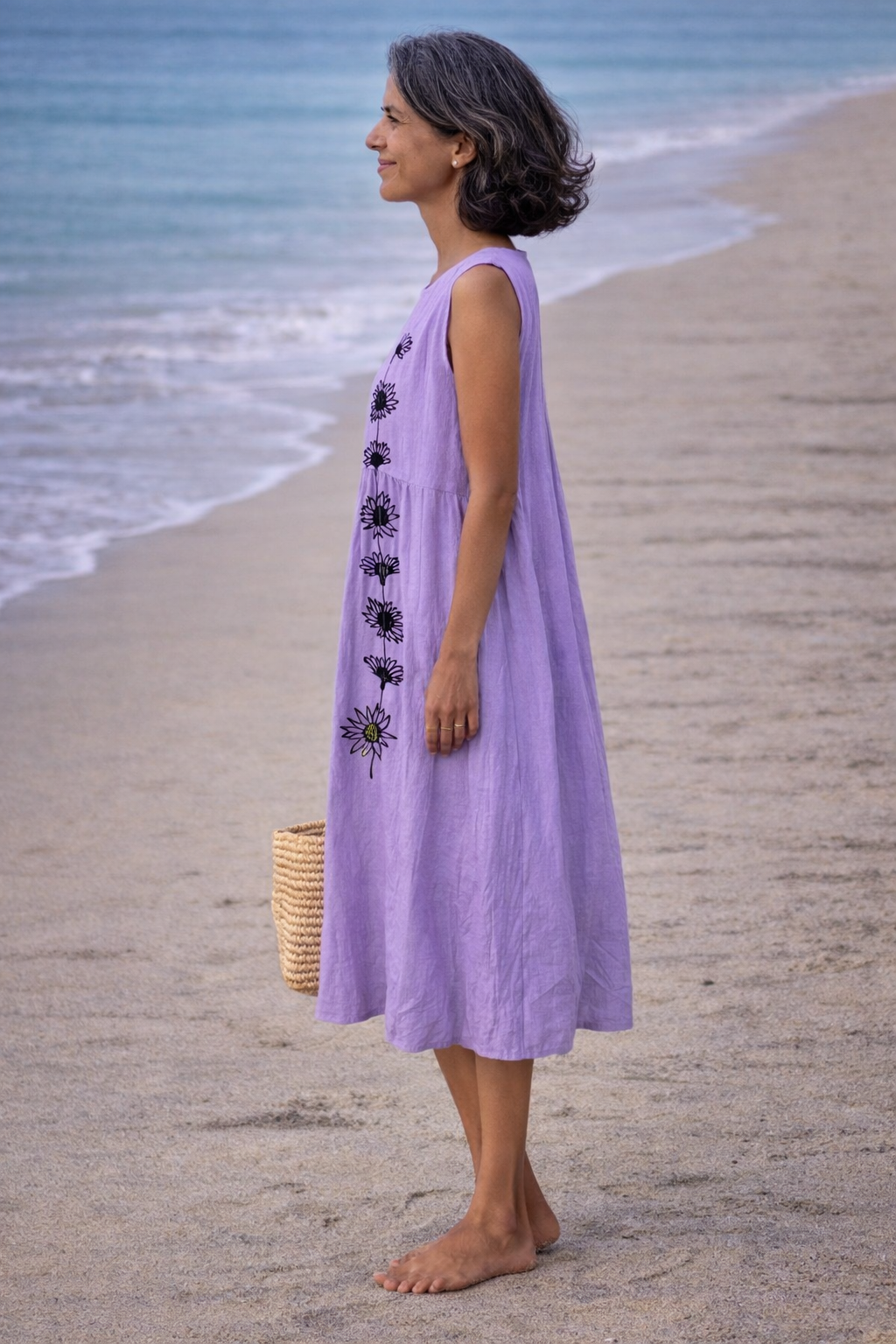 Sleeveless Floral Print Pocket Midi Dress