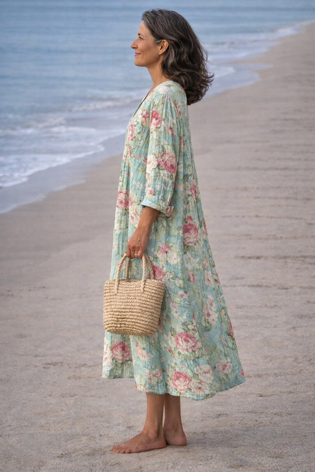 Floral V-Neck Long Sleeve Tiered Maxi Dress