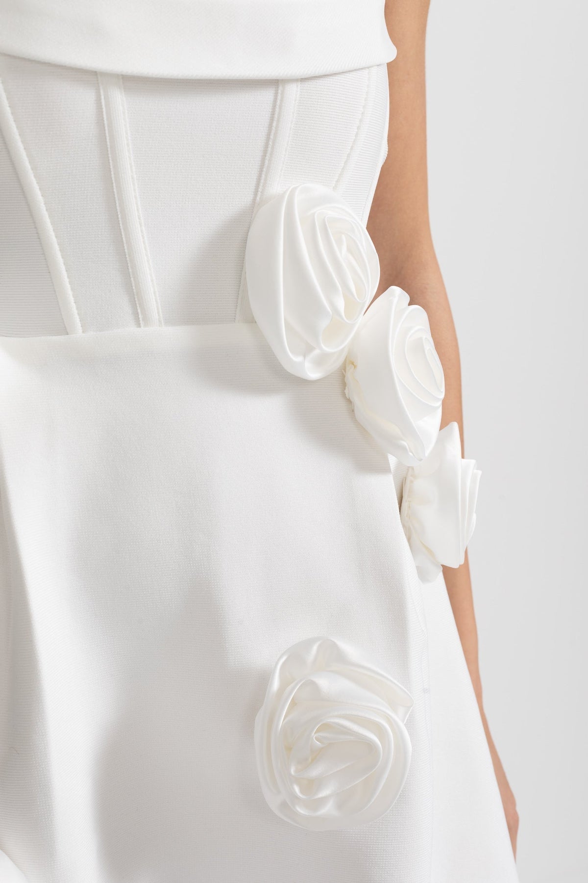 Strapless Rosette Applique Corset Structured A-Line Mini Dress 5