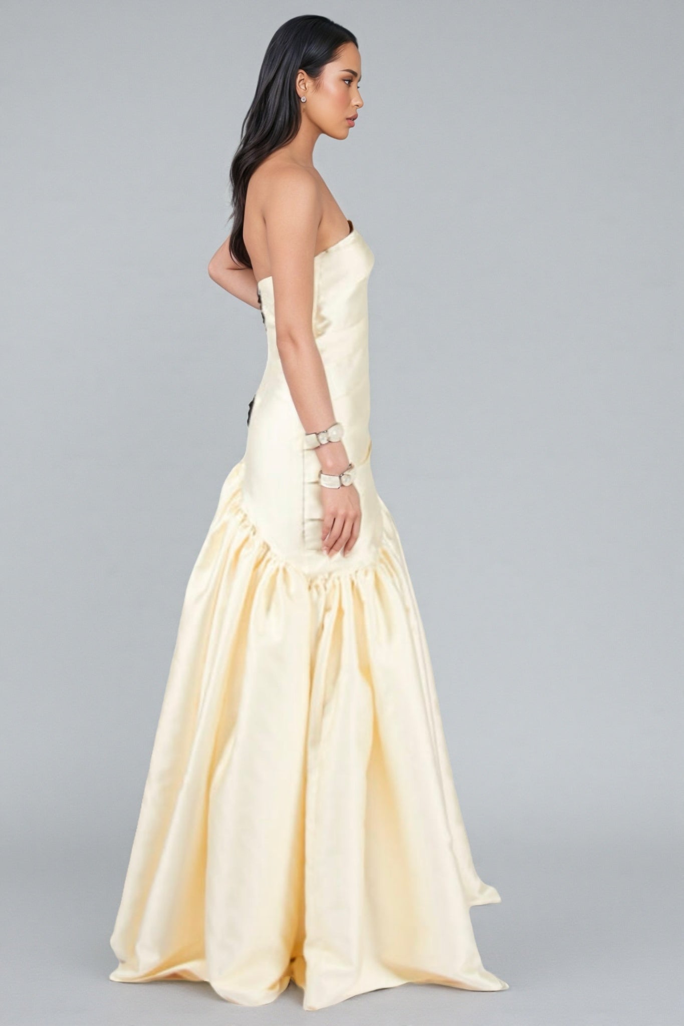Branda Fishtail Satin Maxi Dress - View 6