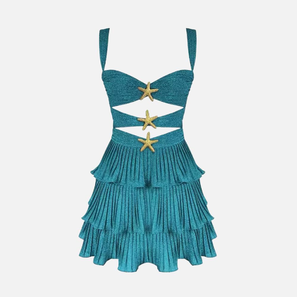 Sweetheart Cut Out Tiered Pleated Mini Dress 3