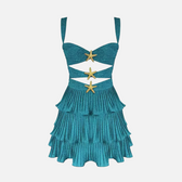 Sweetheart Cut Out Tiered Pleated Mini Dress 3