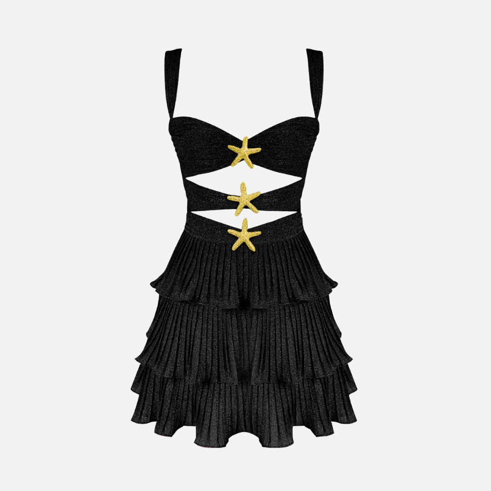 Sweetheart Cut Out Tiered Pleated Mini Dress 2