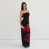 Strapless Floral Print Bodycon Maxi Dress 8