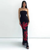 Strapless Floral Print Bodycon Maxi Dress 6