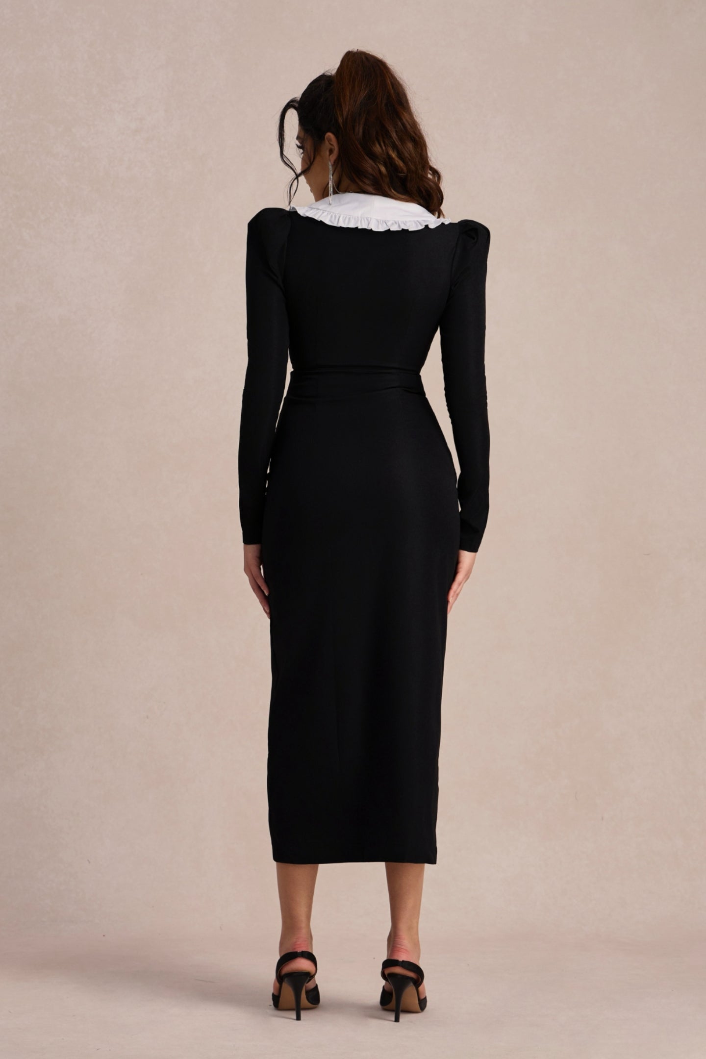 Peter Kathy Pan Collar V-neck Midi Dress