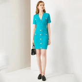 Aureta Knitted Stylish Mini Dress Sky Blue / S Dress