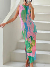 Sexy Backless Sleeveless Midi Graceful Dress With Side Slits Blue / S Dresses