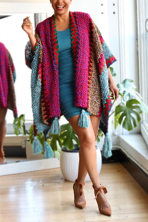 Boho Crochet Kimono With Tassels