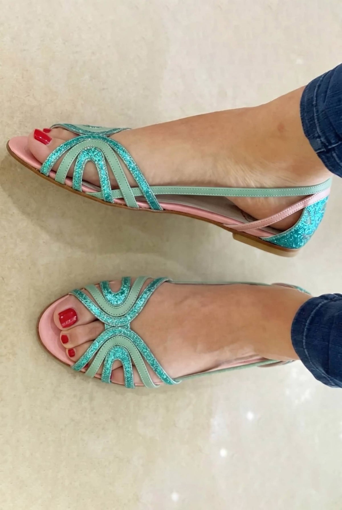Peep Toe Cut Out Slingback Flat Sandals