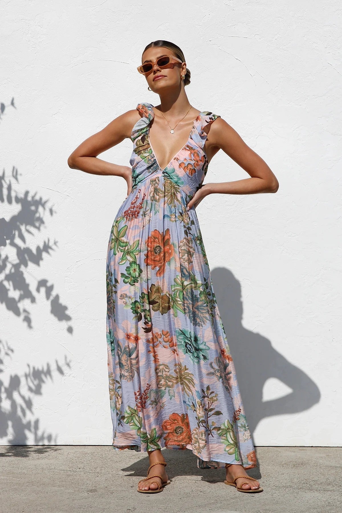 Sweet At Heart Floral Print Maxi Dress - Pink