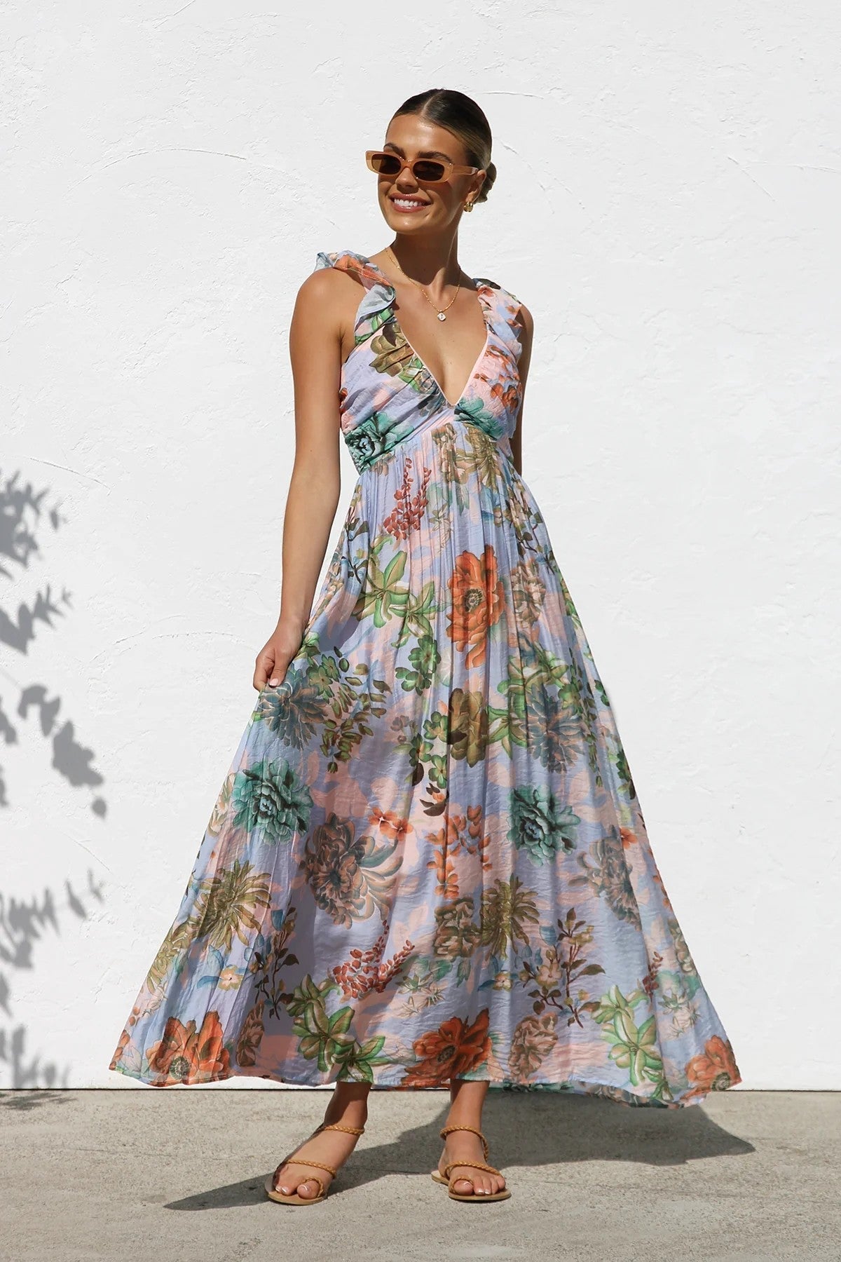 Sweet At Heart Floral Print Maxi Dress - Pink