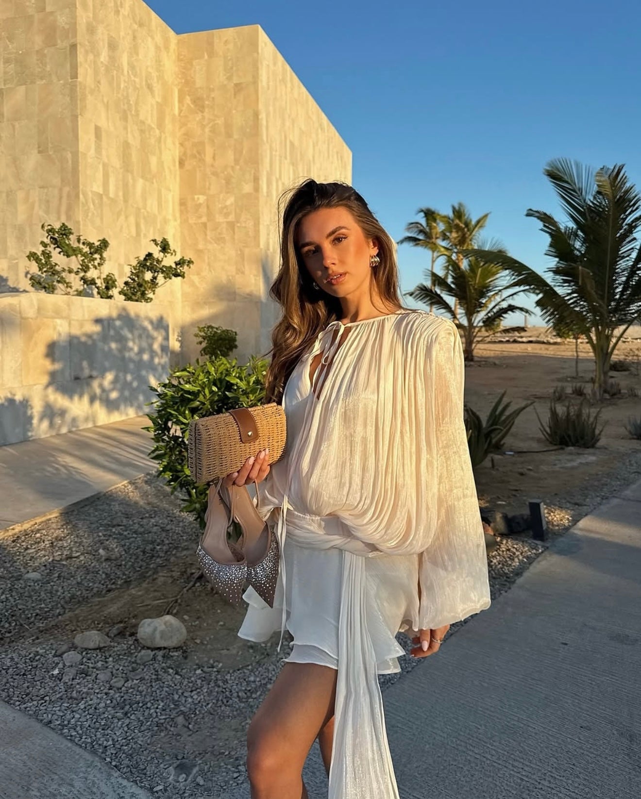Julia | Draped Mini Dress Champagne