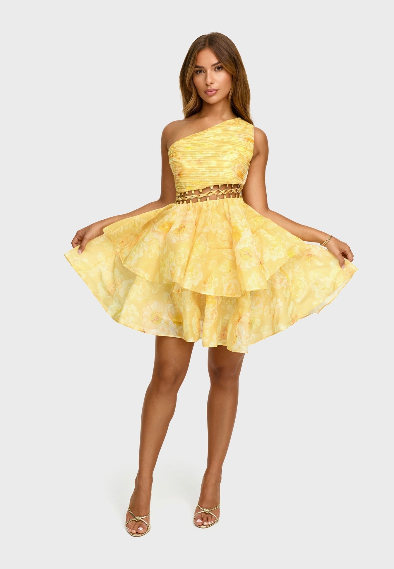 SIENA FLORAL MINI DRESS Yellow