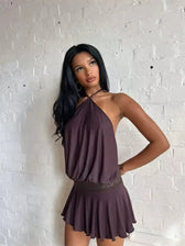 Halter Neck Backless Draped Mini Dress 4