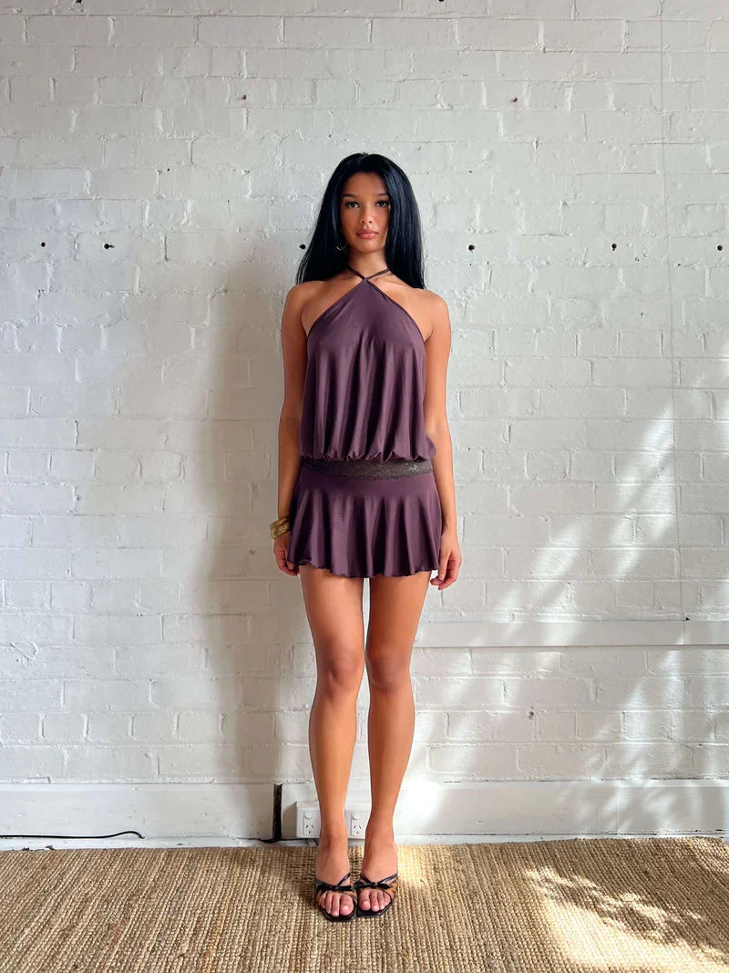 Halter Neck Backless Draped Mini Dress 5