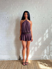 Halter Neck Backless Draped Mini Dress 5