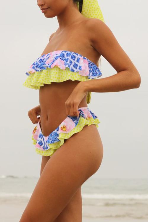 Floral Ruffles Bikini Set