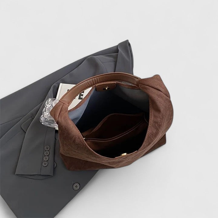 Slouchy Suede Look Hobo Tote Bag
