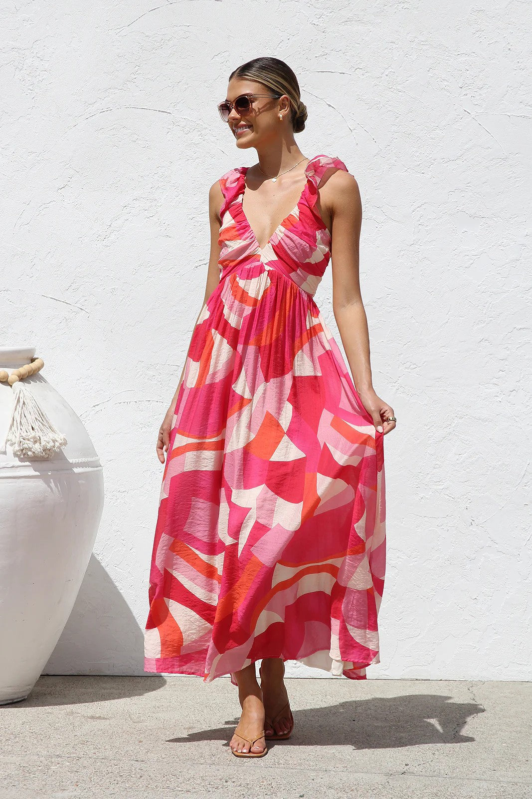 Sweet At Heart Floral Print Maxi Dress - Pink