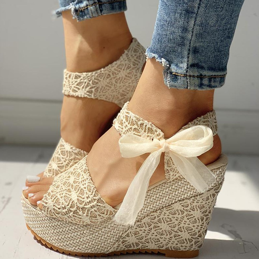 Beautiful Floral Women Wedges Sandal
