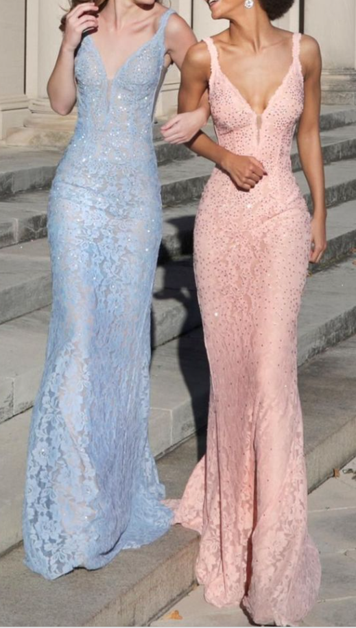 Charming V Neck Lace Beaded Evening Dress Mermaid Party Prom Gown cc2015