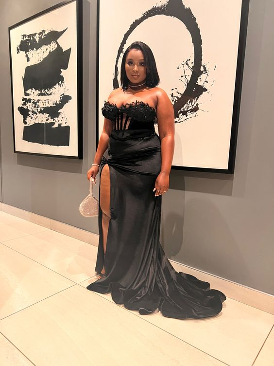 Sexy Black Sheath Evening Dress With Split Plus Size cc964