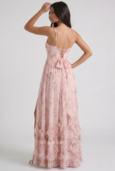 Floral Corset Spaghetti Strap High Split Maxi Dress 9