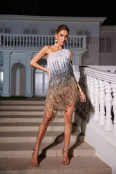 One Shoulder Fringe Sequin Dress - View 3