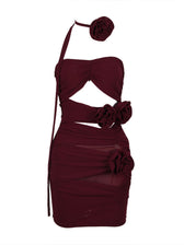 Inara Strapless Mesh Cutout Mini Dress In Wine 6