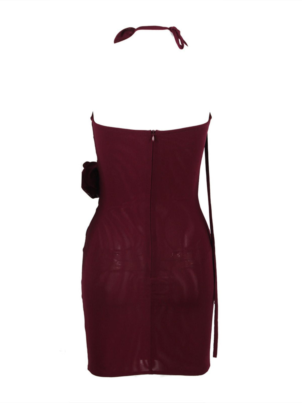 Inara Strapless Mesh Cutout Mini Dress In Wine 7