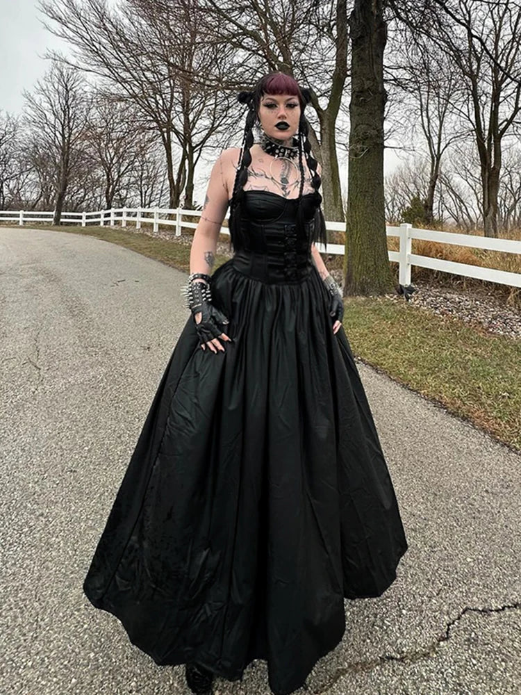 Tube Top Leather Buckle Vintage Backless Strapless Harajuku EGirls 90s Streetwear Club Dress