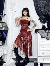 Chinese Dragon Y2K Folds Asymmetrical Spaghetti Strap Party Dress - View 2
