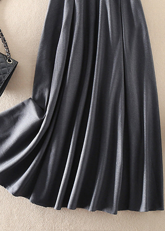 Spaghetti Strap Pleated High Waist Shimmer Satin Maxi Gown