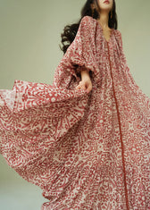 Italian Ruffled Print Lace Up Cotton Long Dress Fall 4