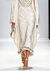 Italian White Draped Neckline Print Ruffled Floral Silk Dress Fall 4