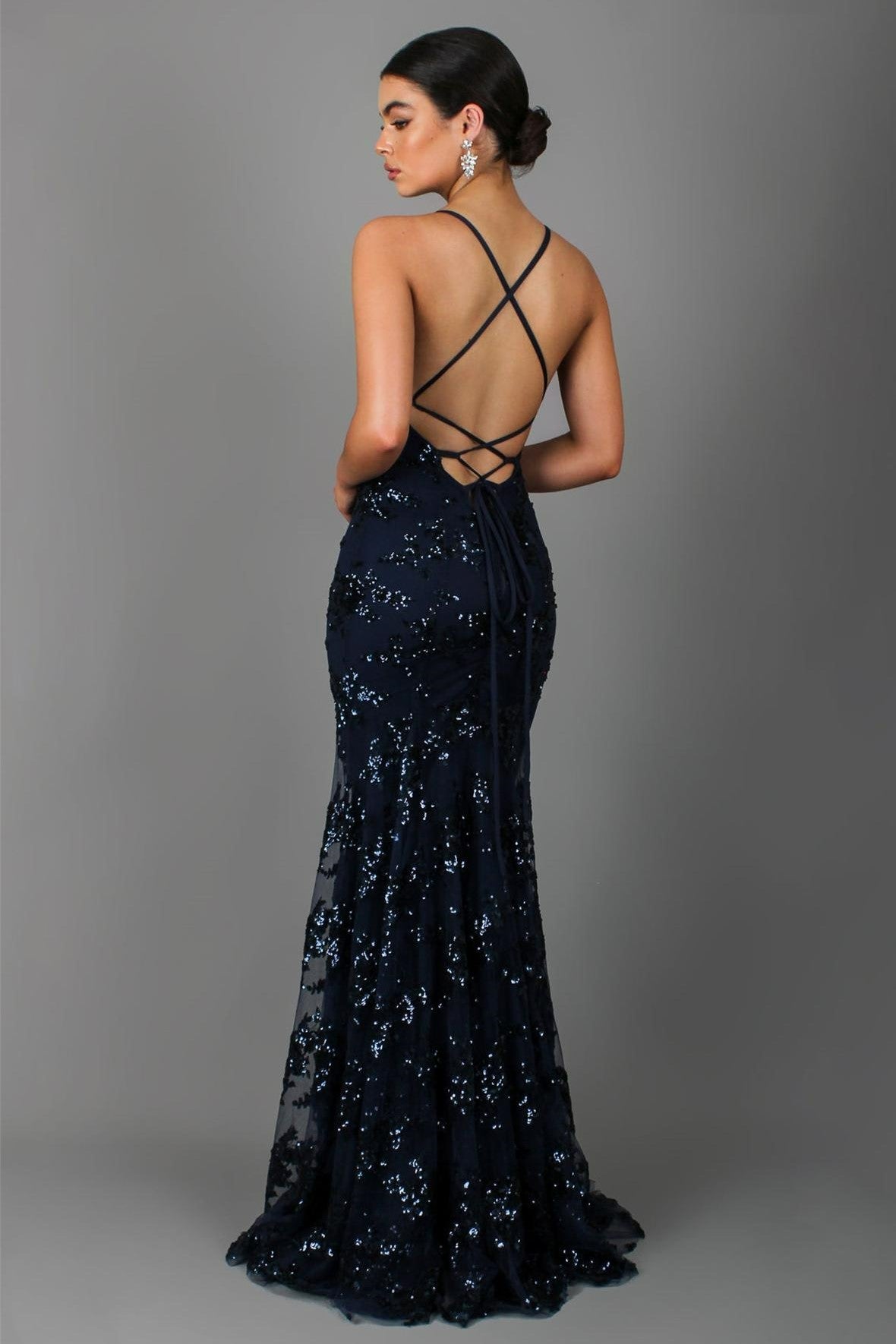 Sequin V-Neck Backless Maxi Dress 2
