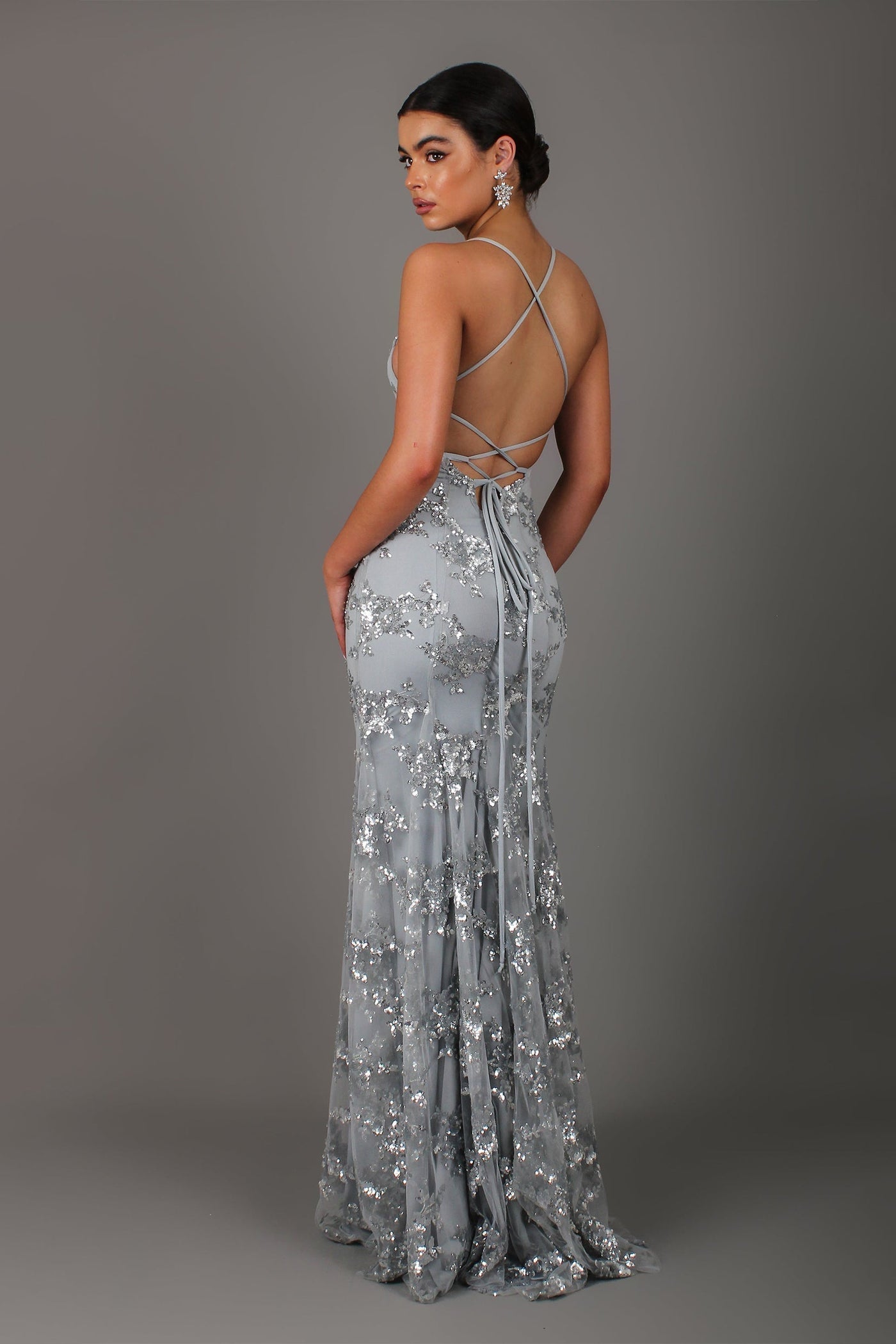 Sequin V-Neck Backless Maxi Dress 4