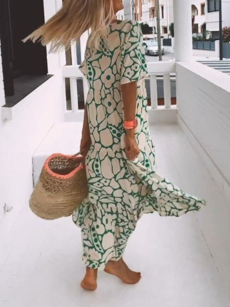 Valentina Chic Green Maxi Summer Dress Premium Wardrobe Essential