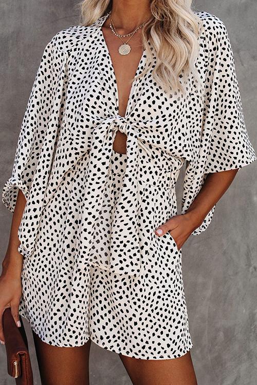 Print Bat Knot Romper