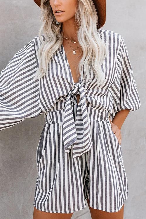 Print Bat Knot Romper